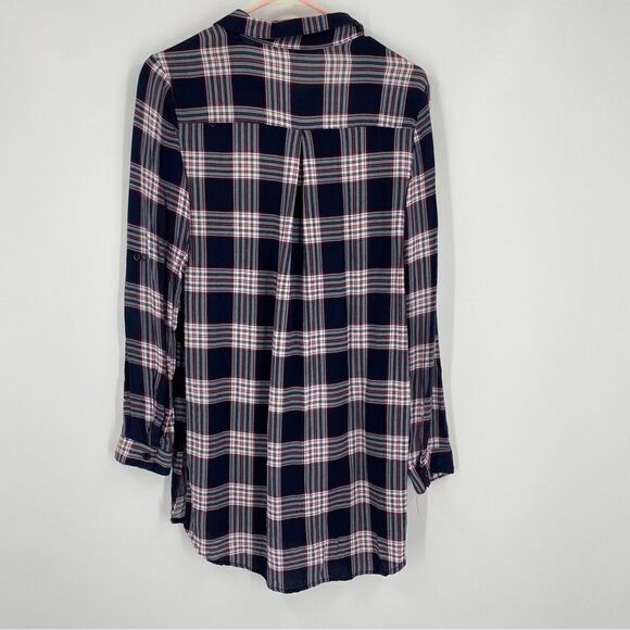 New Look Women’s Button Front Long Sleeve Tunic Plaid Flannel size M - Picture 3 of 3